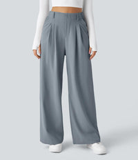 NWT Halara Flex™ High Waisted Pocket Wide Leg Waffle Work Pants Weathervane M