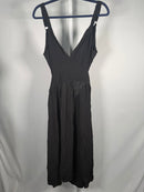 NWT Halara Deep V Neck Sleeveless Tie Back Pocket Flowy Dress Black -Size M