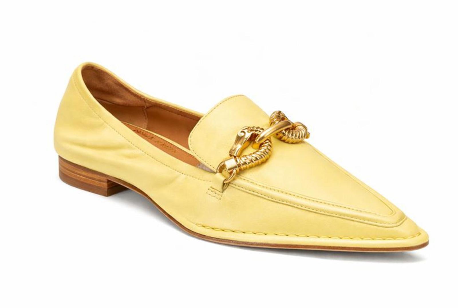 Tory Burch Butter Yellow Twisted Horsebit Pointed Toe Loafers Flats US 5.5 NWB