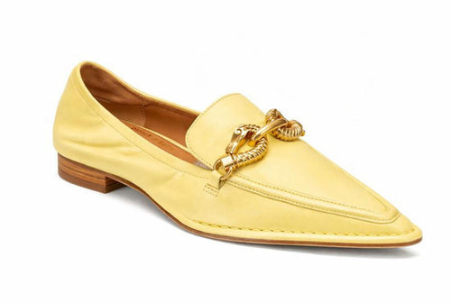 Tory Burch Butter Yellow Twisted Horsebit Pointed Toe Loafers Flats US 5.5 NWB