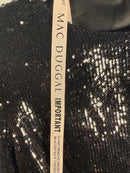 NWT Mac Duggal Apparel Black Sequined Structured Faux Blazer Mini Dress Size 6