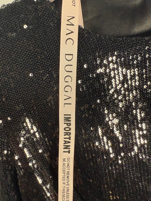 NWT Mac Duggal Apparel Black Sequined Structured Faux Blazer Mini Dress Size 6