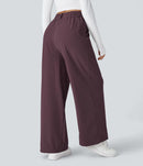 NWT Halara Flex™ High Waisted Pocket Wide Leg Waffle Work Pants Plum Wine - M