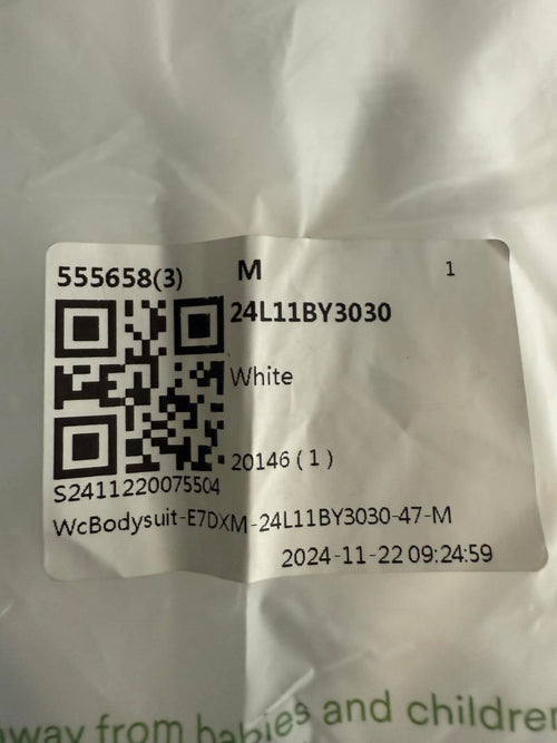 NWT Halara Ribbed Knit Square Neck Long Sleeve Skinny Casual Bodysuit White - M