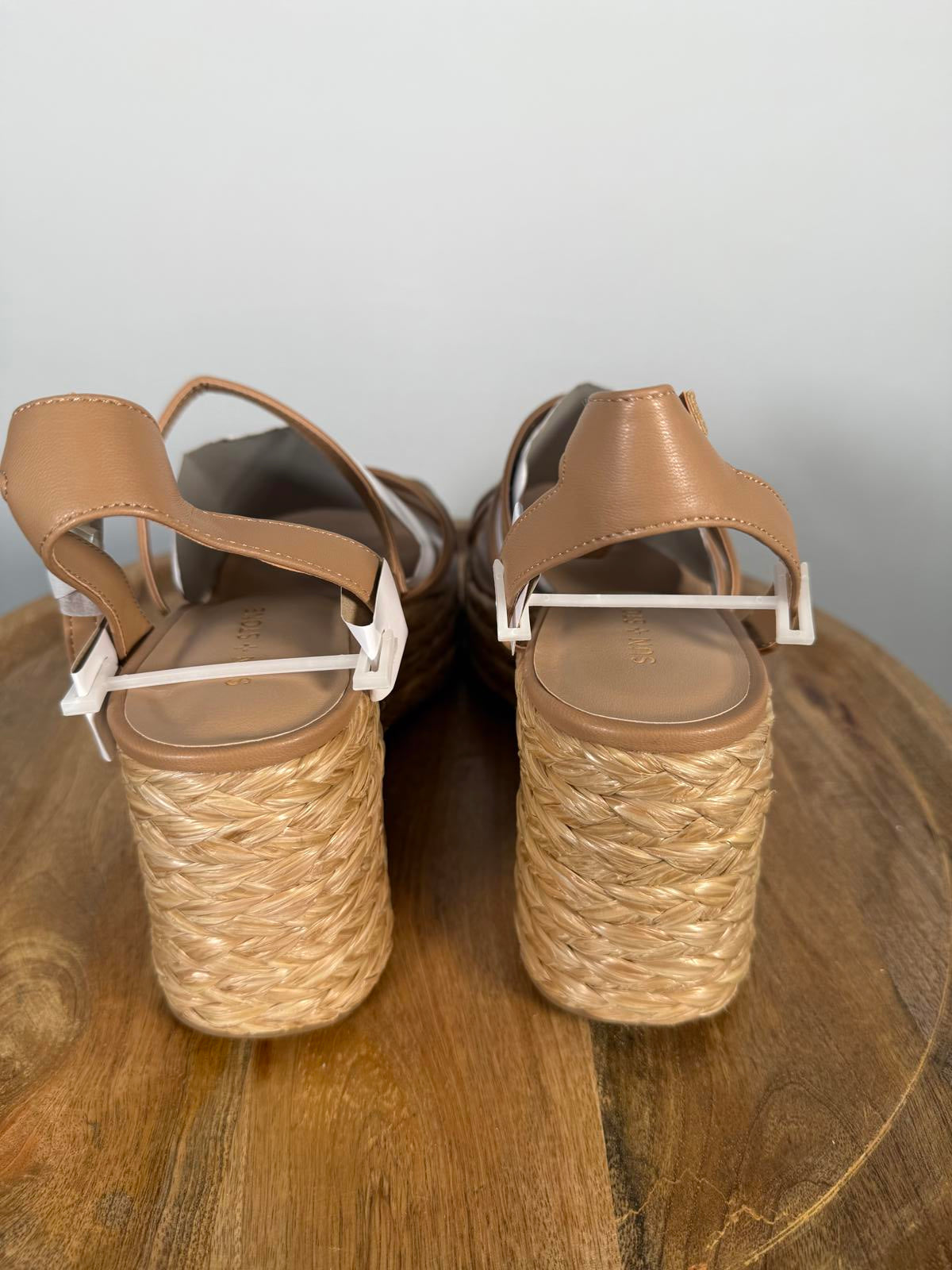 SUN STONE Women's Finnickk Strappy Espadrille Wedge Sandals Nude Size 11 NWB