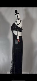 Ieena Mac Duggal Formal Black Sequin Cut Gown Size 8 $298 NWT