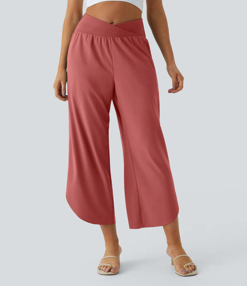 NWT Halara Breezeful High Waisted Side Pocket Split Resort Pants Kapok Red M
