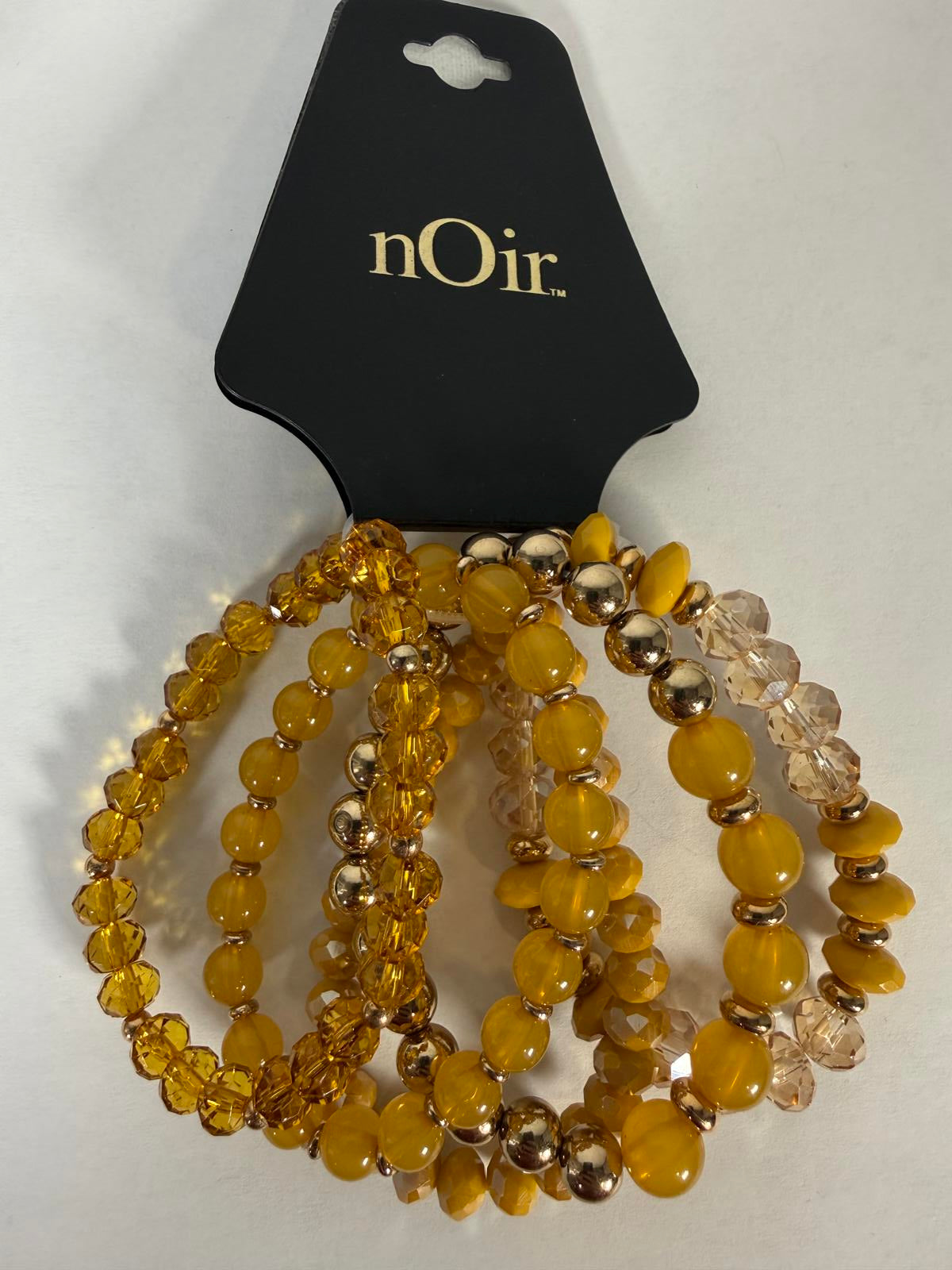 NWT nOir Jewelry Women's Beaded Stretch Bracelets Set - Yellow & Gold Tones