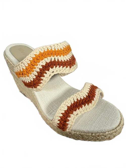 Kaanas Malik Handwoven Wavy Crochet Wedge Sandals - 9 NWT