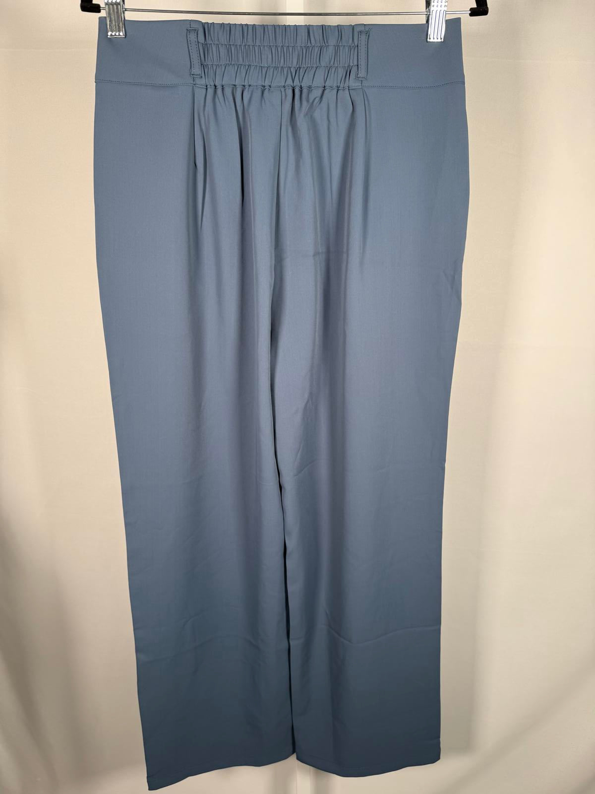 NWT Halara High Waisted Zipper Pocket Shirred Straight Leg Work Pant Blue Size M