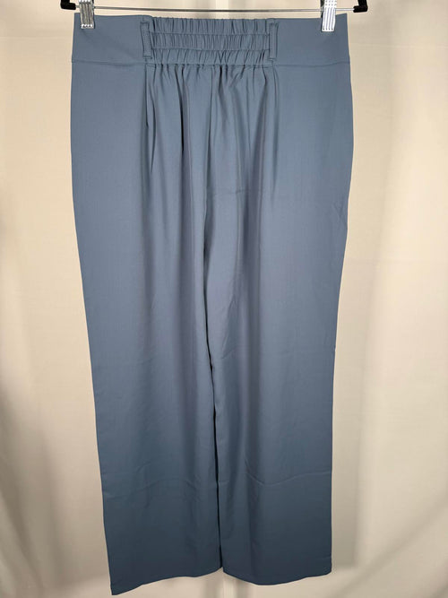 NWT Halara High Waisted Zipper Pocket Shirred Straight Leg Work Pant Blue Size M