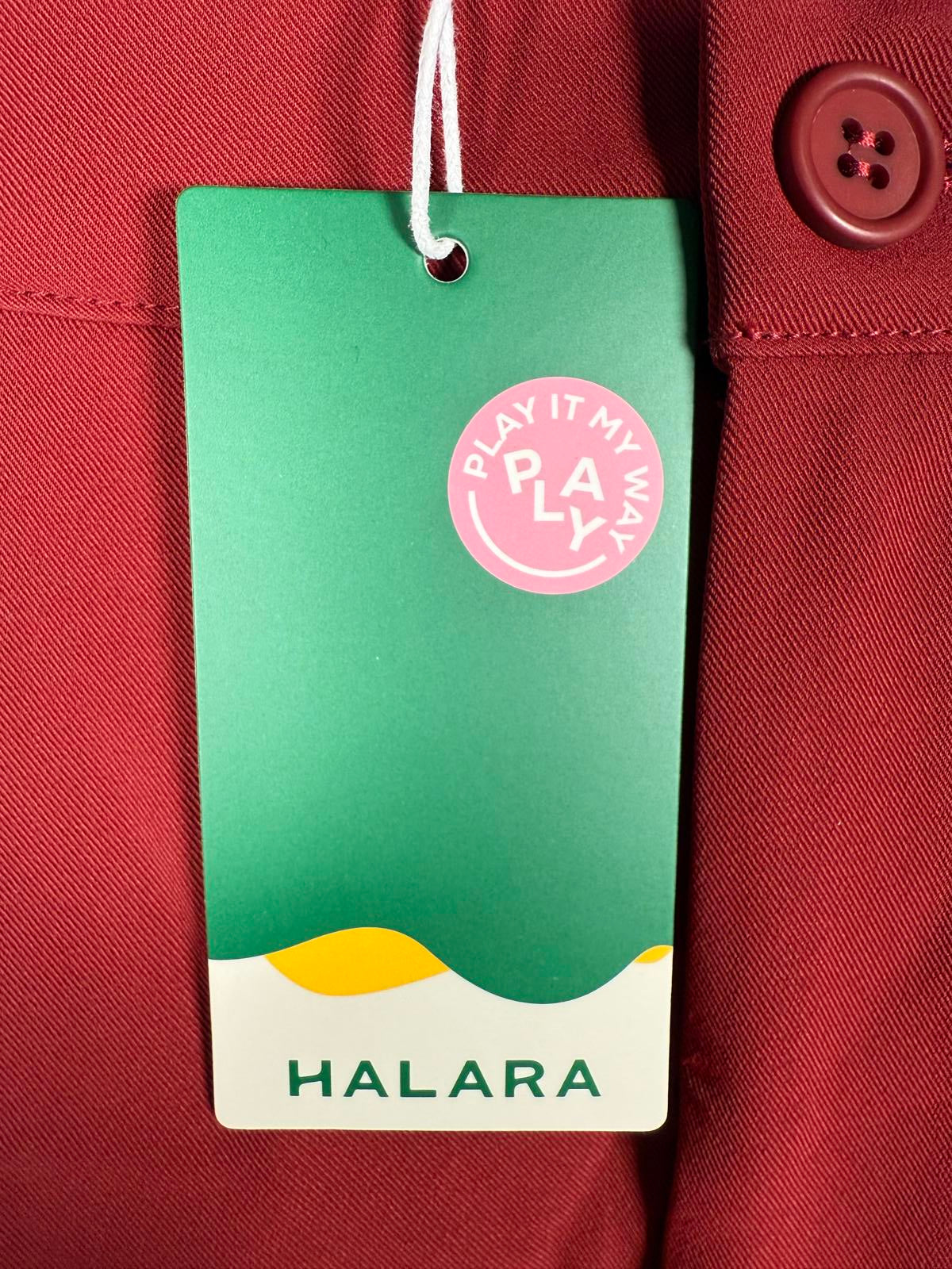 NWT Halara High Waisted Zip up, Pocket Shirred Straight Leg Work Pants Red- L