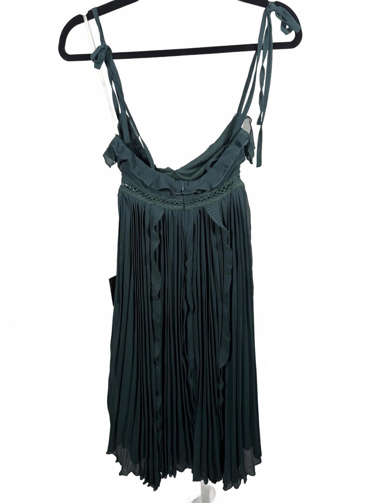 Lulus Never a Dull Moment Emerald Green Tie-Strap Pleated Midi Dress - XXS NWT