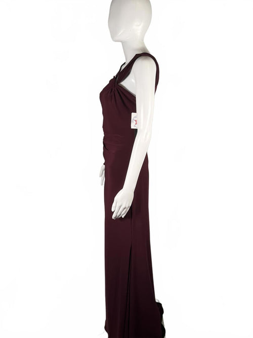 Betsy & Adam Women's Red Asymmetric Ruched Gown Dress Size 8