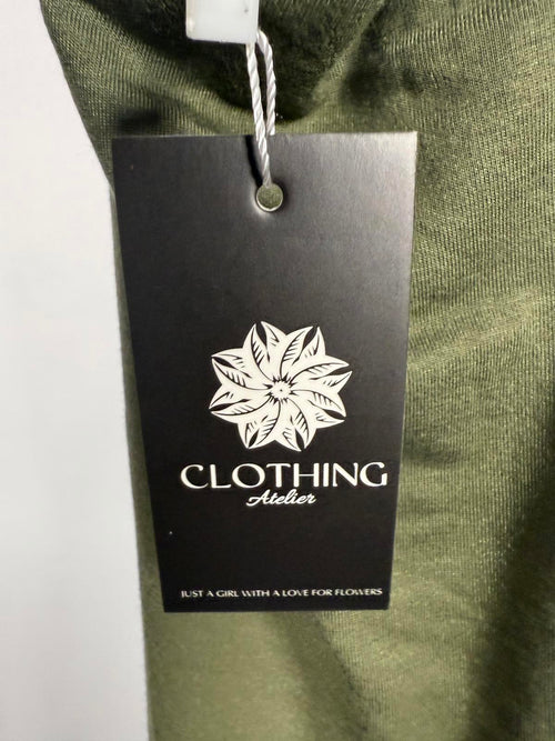 Atelier Olive Green Maxi Dress with Tie Detail Size M