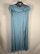 NWT Halara Ribbed Cowl Neck Lace Up Midi Dress Rainy Sky Blue L