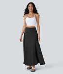 NWT Halara Breezeful High Waisted Pocket 2-in-1 Flowy Casual Maxi Skirt Black L