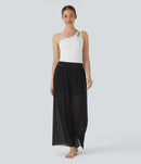 NWT Halara High Waisted 2-in-1 Mesh Wide Leg Flowy Dance Pants Black Size Small