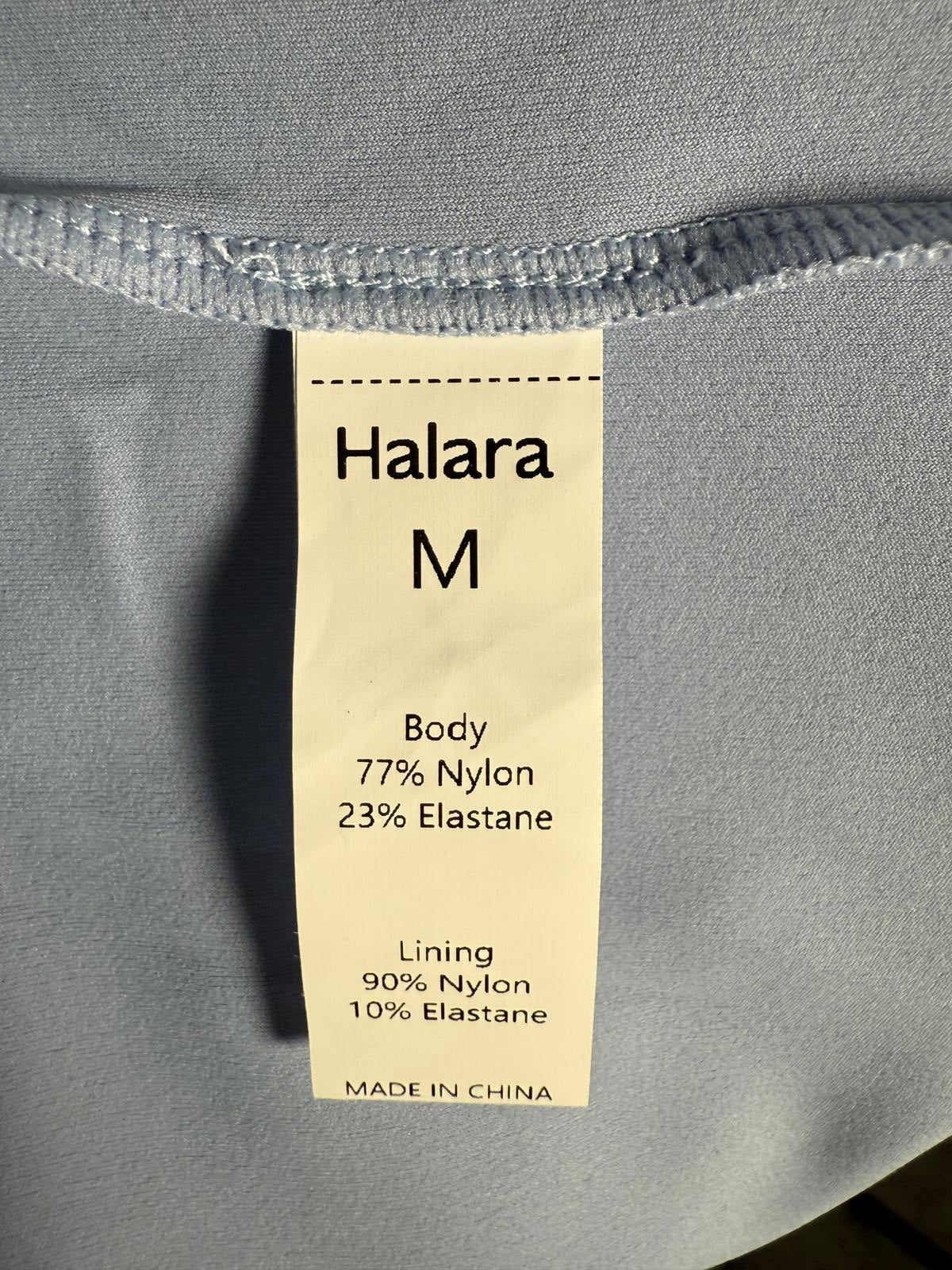 NWT Halara SoftlyZero Airy Ruched Midi Cool Touch Dress-UPF50+ Chambray Blue M