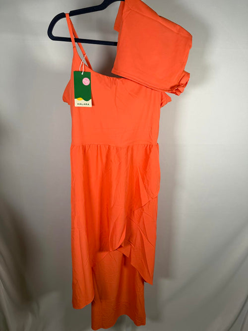 NWT Halara Breezeful High Low 2-Piece Pocket Flowy Midi Casual Dress Flamingo XL