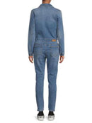 Etienne Marcel Faded Wash Notch Lapel Denim Jumpsuit Size S