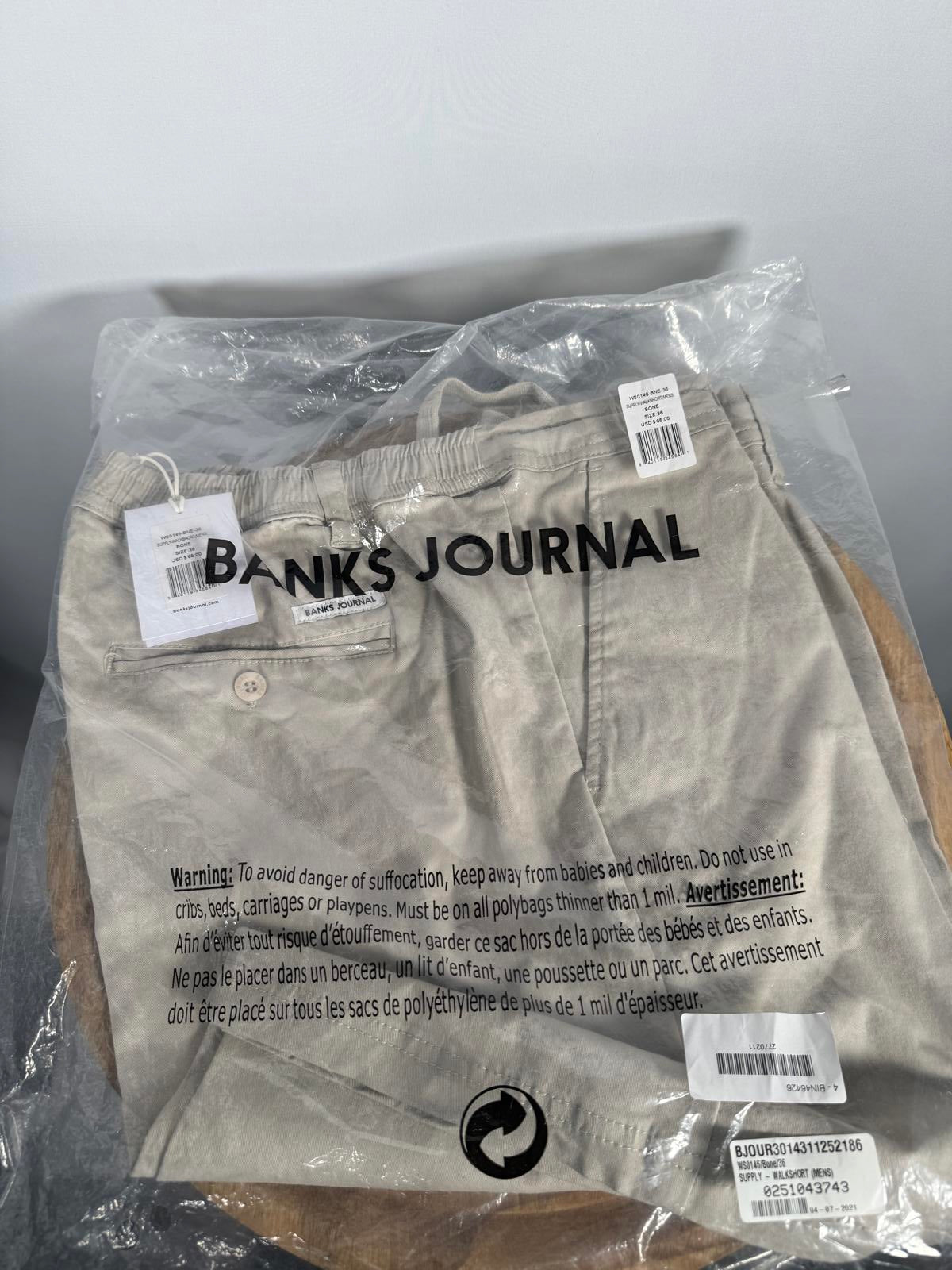 NWT Revolve by Banks Journal Men's Supply Walkshort Bone Size 36 Waist