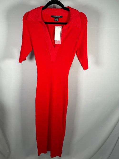 NWT FRENCH CONNECTION Women's Cosysoft V-neck Midi Dress In Red Size L