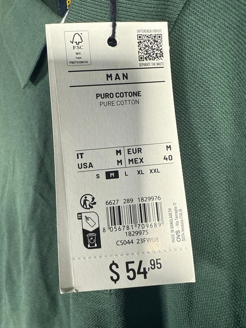 PIOMBO Polo Shirt Dark Green Size M NWT