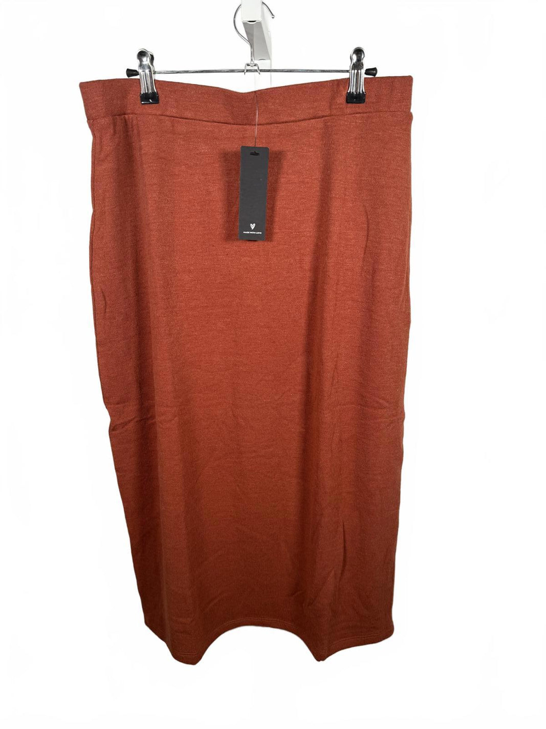 Lulus Effortlessly Blessed Heathered Rust Red Knit Midi Skirt - XL