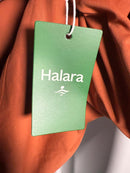 NWT Halara Shawl Collar Wrapped Tie Side Ruffle Hem Work Blouse Rust Red - Large