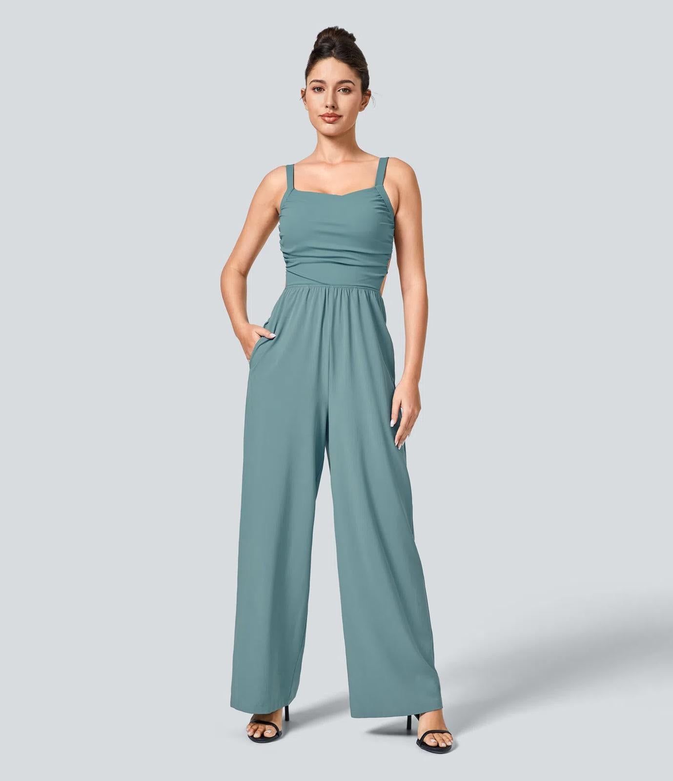 NWT Halara Breezeful™ Lace Up Pocket Quick Dry Casual Jumpsuit Size Small