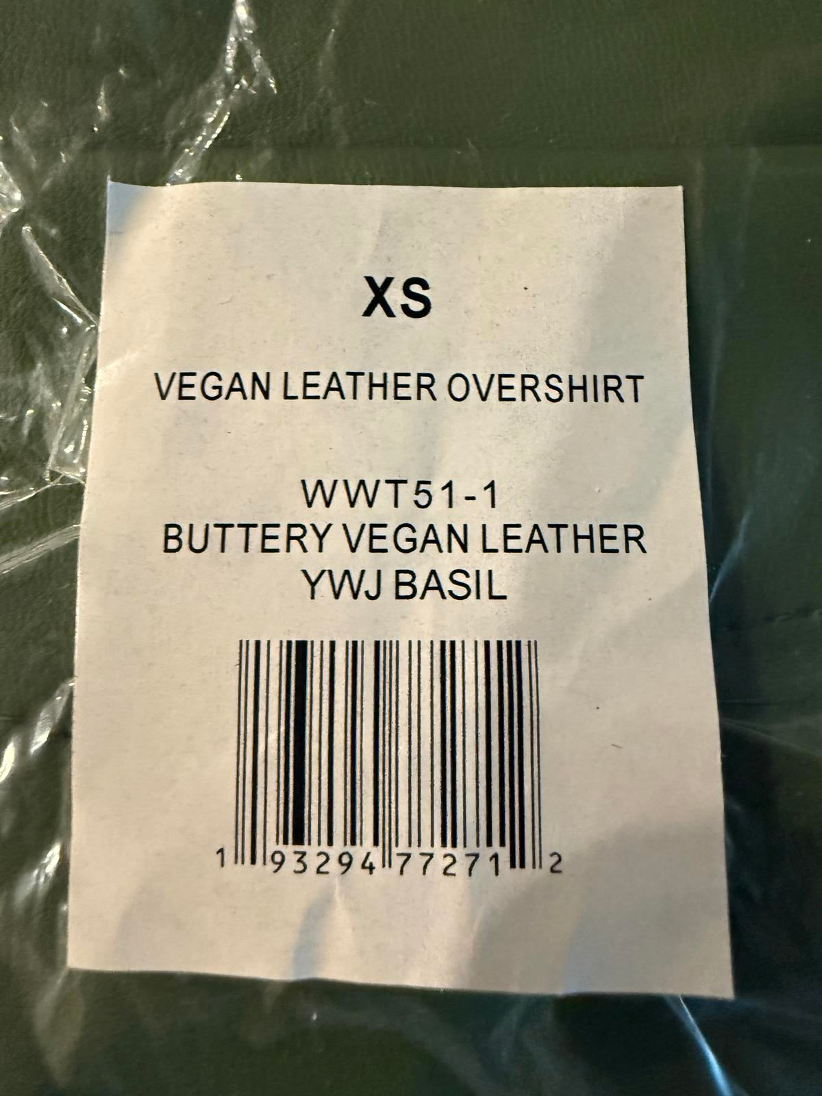 NWT We Wore What Vegan Leather Overshirt Basil Green XS