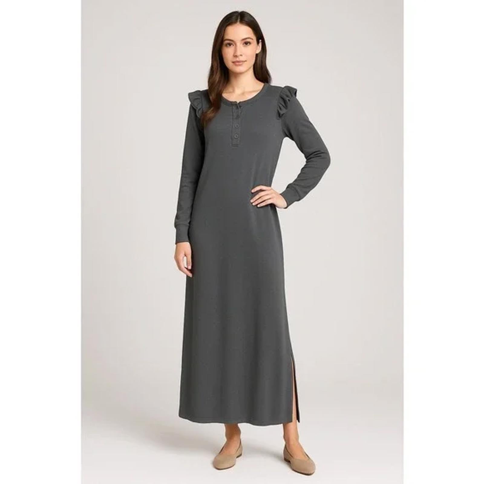 NWT Revolve By Z Supply Charcoal Gray Ruffle Maxi Dress Size XS