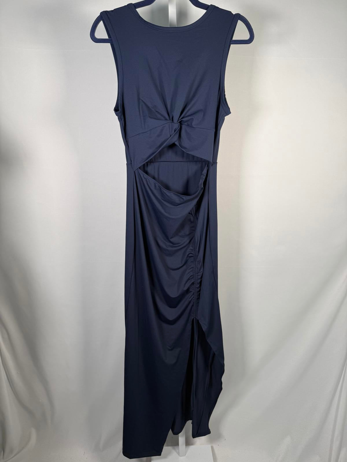 NWT Halara Round Neck Cut Out Ruched Drawstring Hem Bodycon Maxi Dress Size M