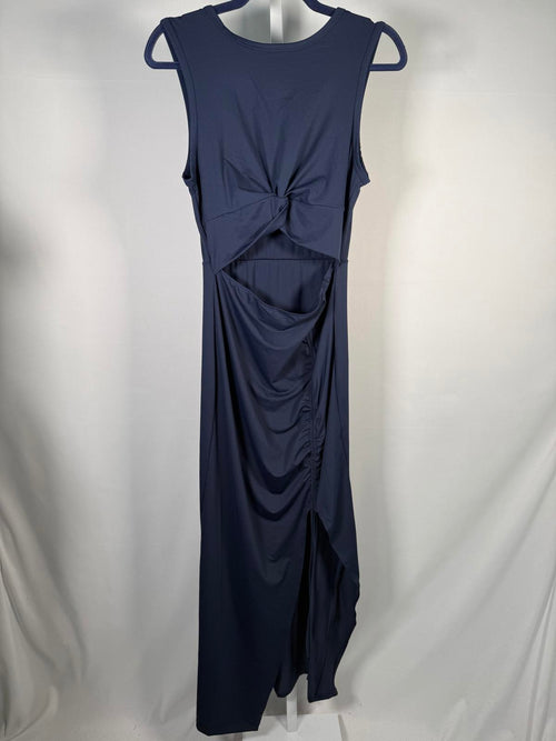 NWT Halara Round Neck Cut Out Ruched Drawstring Hem Bodycon Maxi Dress Size M
