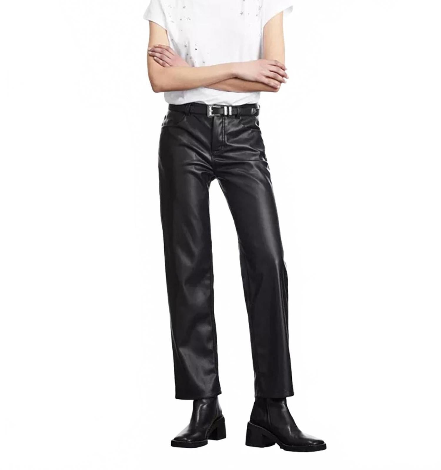 NWT The Kooples Black Leather Pants Size 40