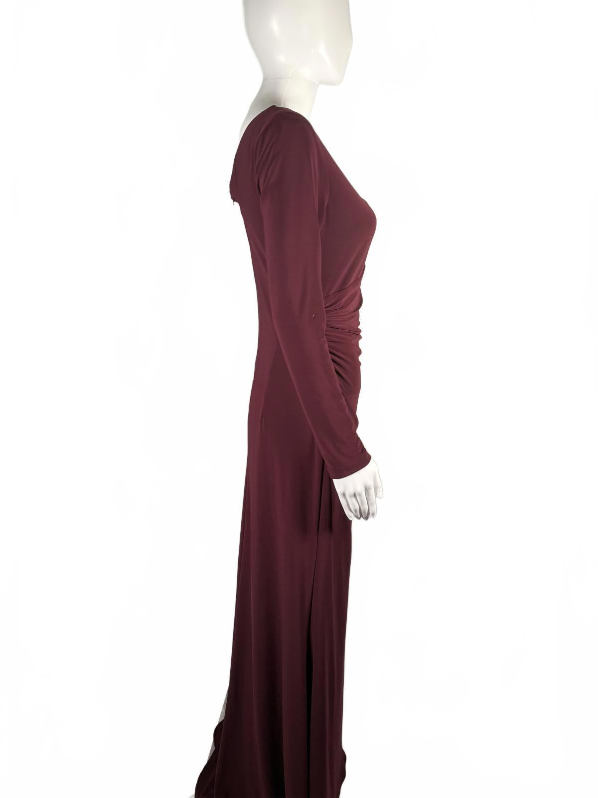 Betsy & Adam Women's Red Asymmetric Ruched Gown Dress Size 8