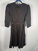 NWT Halara Round Neck Zipper Belted Pocket Midi Fit And Flare Work Dress Black S