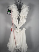 NWT Mac Duggal Apparel White Ruffled Cut-Out V Neck Mini Dress Size 4