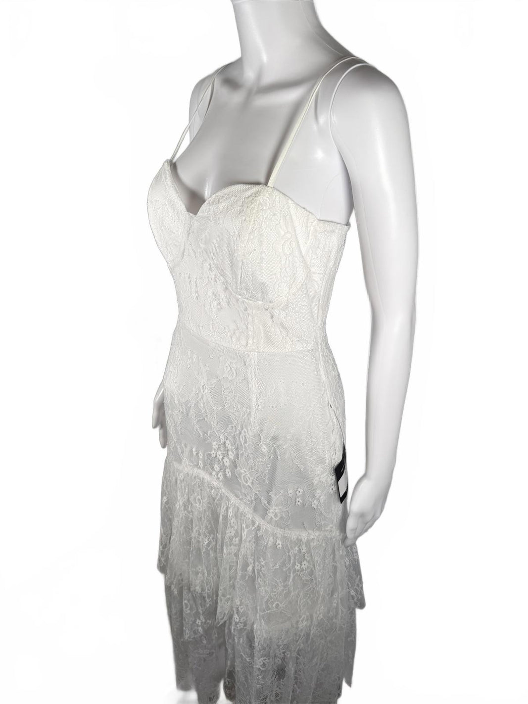 Lulus Elaborate Love White Lace Bustier Tiered High-Low Maxi Dress Size M