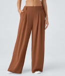 NWT Halara High Waisted Wide Leg Flowy Palazzo Casual Linen-Feel Pants Sierra 3X