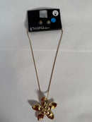 NWT nOir Jewelry Floral Necklace with Earrings Set