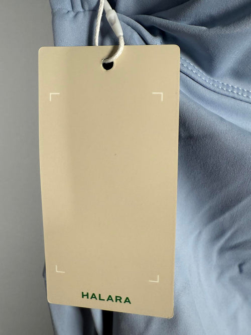 NWT Halara SoftlyZero Airy Ruched Midi Cool Touch Dress-UPF50+ Chambray Blue M