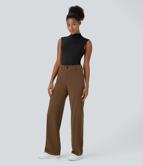 NWT Halara Stand Collar Sleeveless Plain Casual Bodysuit Black M