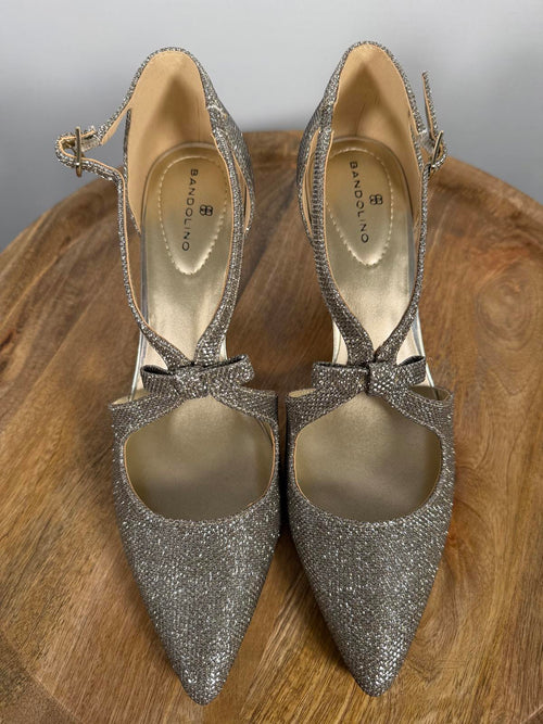 Bandolino Zeffer Kitten Heels Pumps Womens 9 M Gold Glam Metallic Shoe NWOB