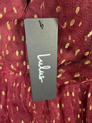 NWT Lulus Forever Sparkling Burgundy Dotted Mesh Tiered Mini Dress Size M