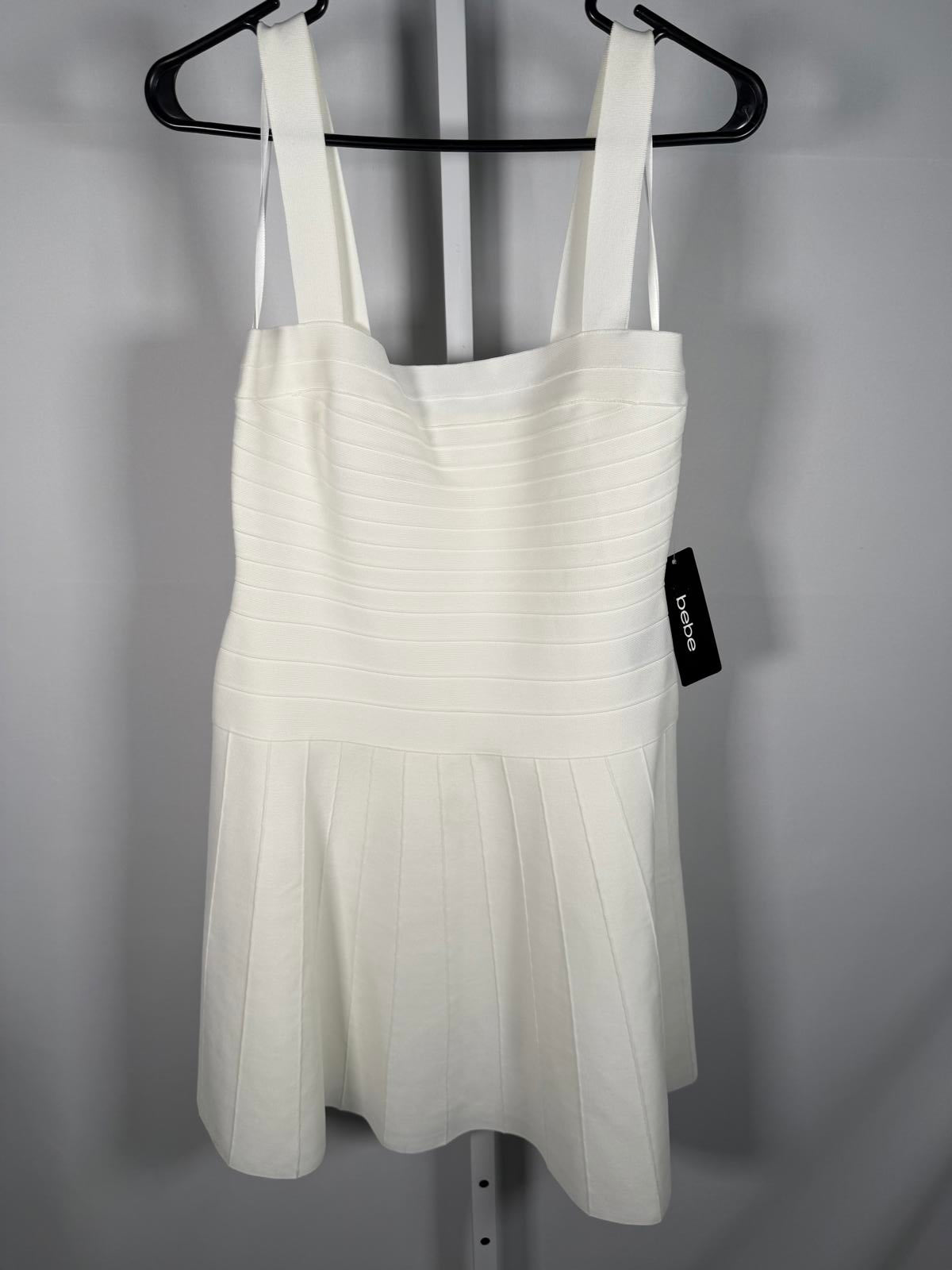 NWT Bebe Bandage Square neck White Mini Dress Size M