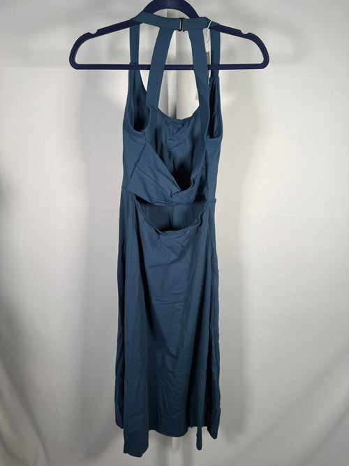 NWT Halara Cut Out Pocket Midi Casual Dress Majolica Blue S