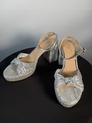 JEWL BADGLEY MISCHKA Tyler Ribbed Open Toe Block Heels SIZE 10