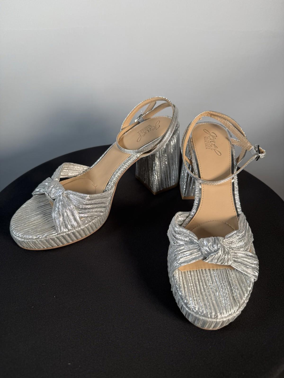 JEWL BADGLEY MISCHKA Tyler Ribbed Open Toe Block Heels SIZE 10